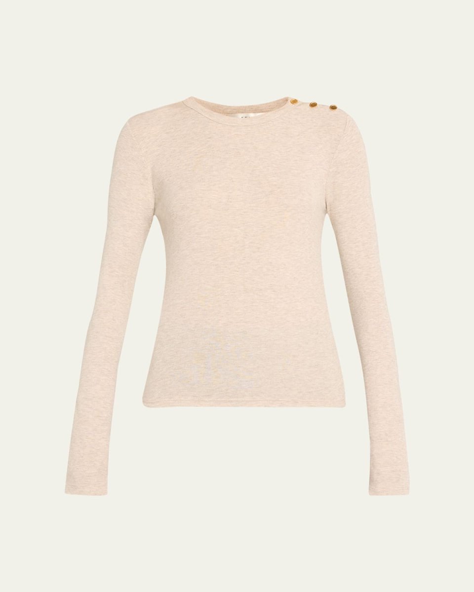 Long-Sleeve Ribbed Button T